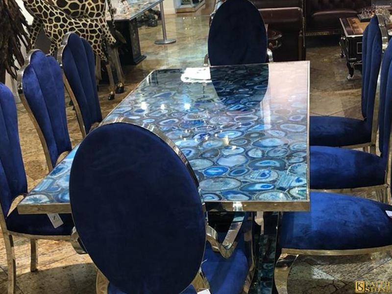 Onyx-Achat-Tisch aus blauem Marmor