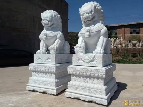 Marble Lion Foo Dogs Statues
