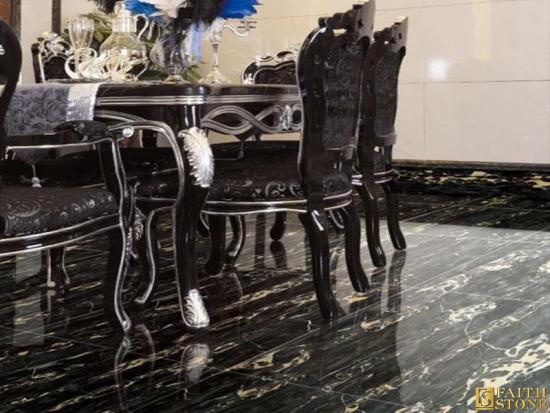 black and gold vein marble tile