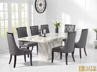 White Volakas Marble Dining Table